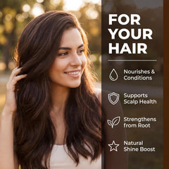 BETTER PLACE ORGANICS applied to hair ends showing conditioning and shine benefit