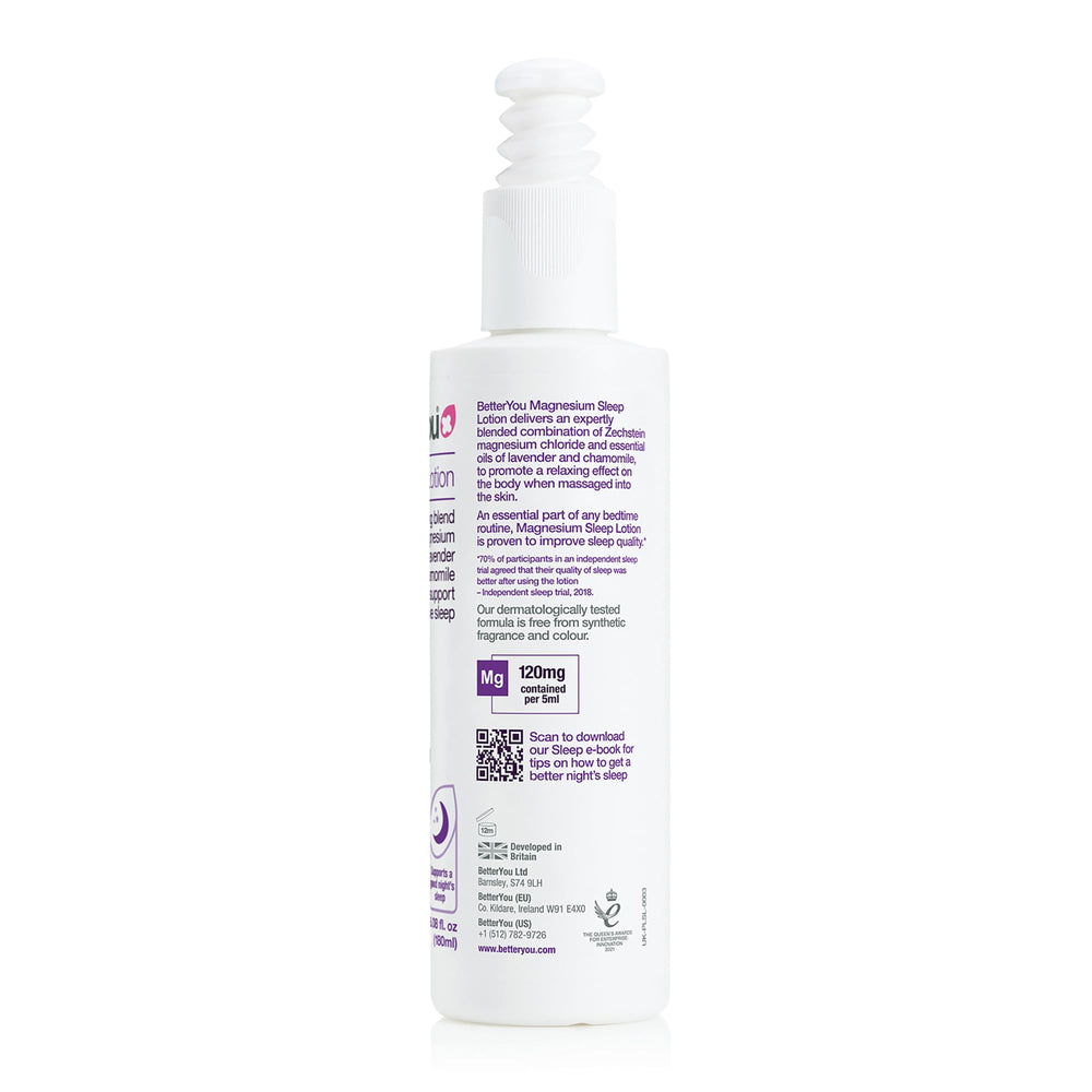 BetterYou lotion on bedside table suggesting relaxed nighttime routine