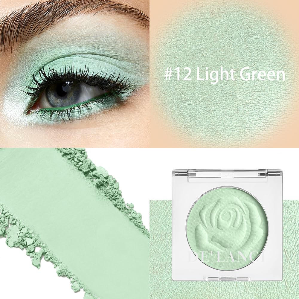 BEUSELF mint green eyeshadow next to a coin showing compact size for travel convenience