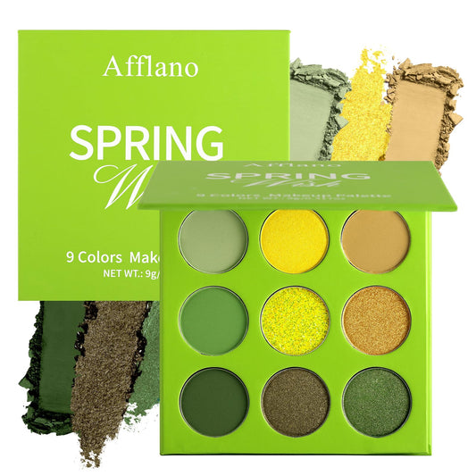 BEUSELF palette front packaging showing nine green brown shades and compact case benefits