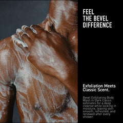 Bevel pump closeup showing creamy texture and exfoliants, helps gentle renewal