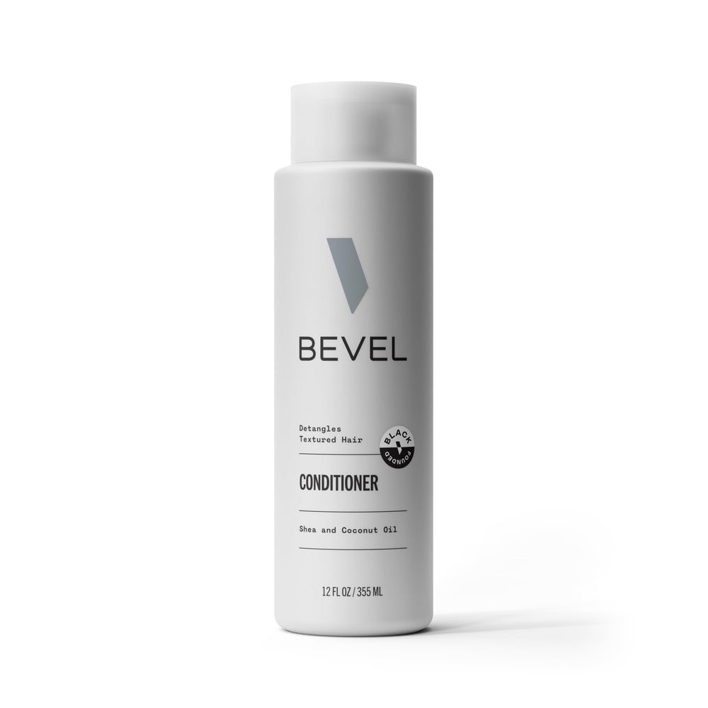 Bevel conditioner front label showing brand and size, clear product identity and trust