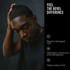 Bevel leave-in texture closeup highlighting creamy formula and spreadability