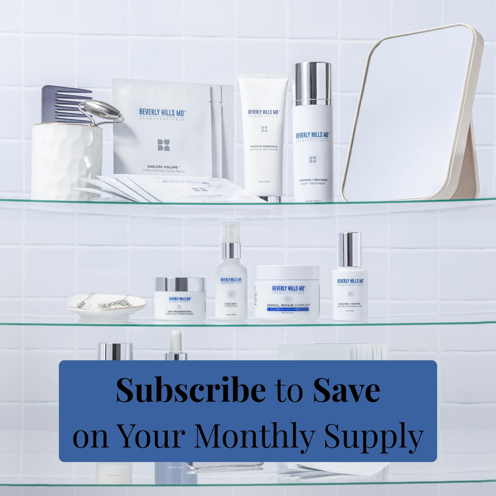 Beverly Hills MD jar on bathroom counter in routine-friendly lifestyle scene