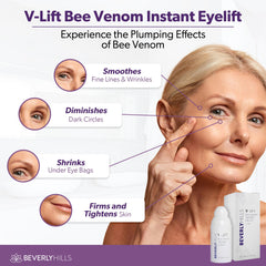 Beverly Hills V-Lift closeup label listing key actives and transparency benefit
