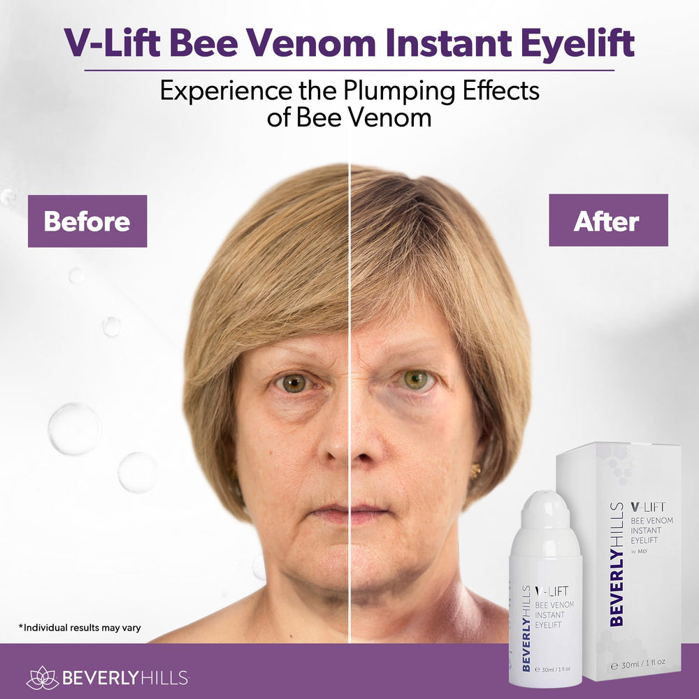 Beverly Hills V-Lift serum texture on fingertip highlighting smooth absorption benefit