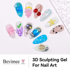Bevimee gel securing rhinestones on nail illustrating strong adhesion for embellishments