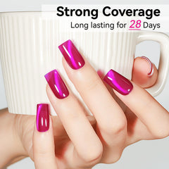 Bevimee nail in use with magnet showing quick cat-eye effect