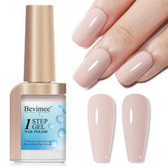 Bevimee front bottle showing nude shade and glossy finish benefit