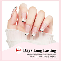 Bevimee single-stroke swatch on hand showing sheer nude coverage