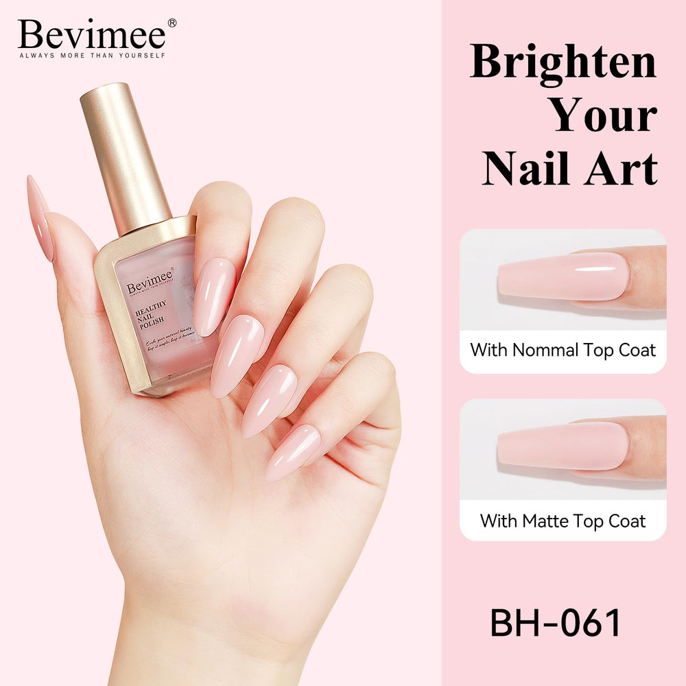 Bevimee two coats on nail with glossy finish and long-lasting shine