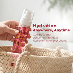 Beyond Meadows bottle next to credit card illustrating 100 ml size portability