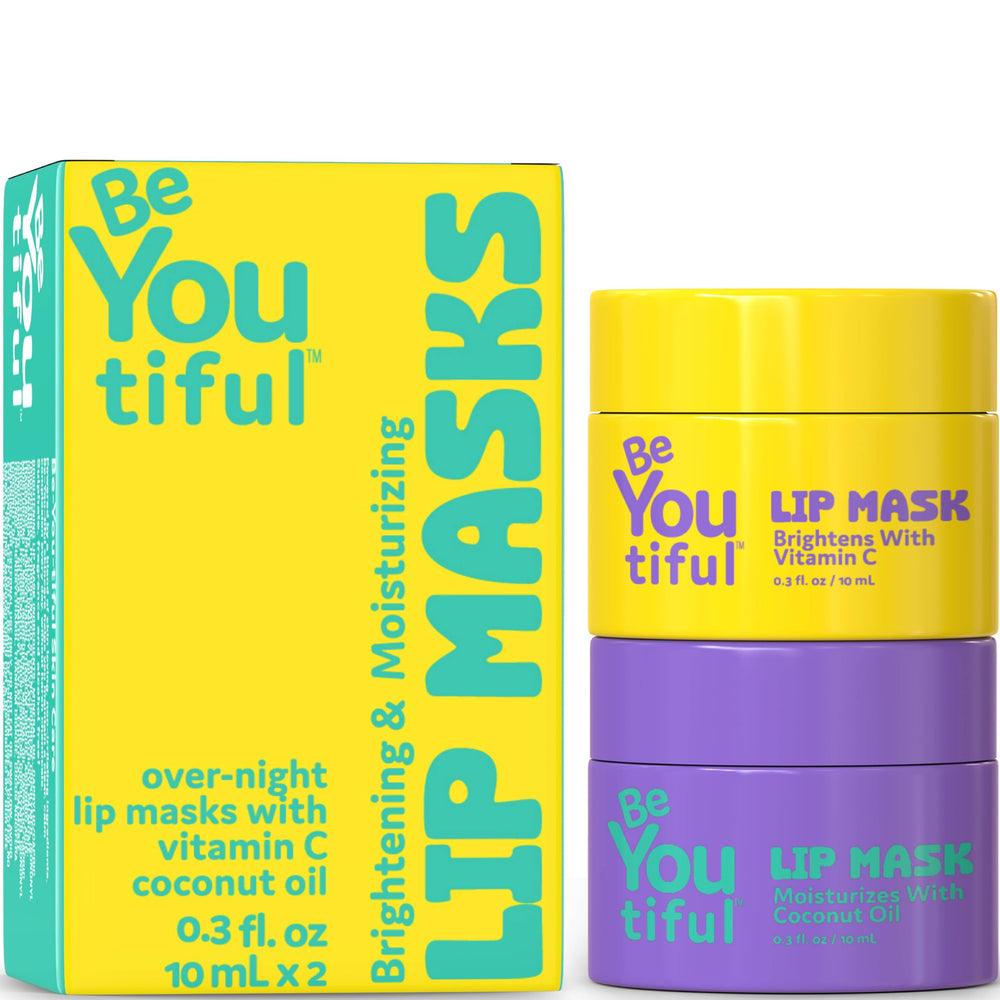 BeYoutiful front packaging showing dual lip mask jars and clear labeling for quick choice