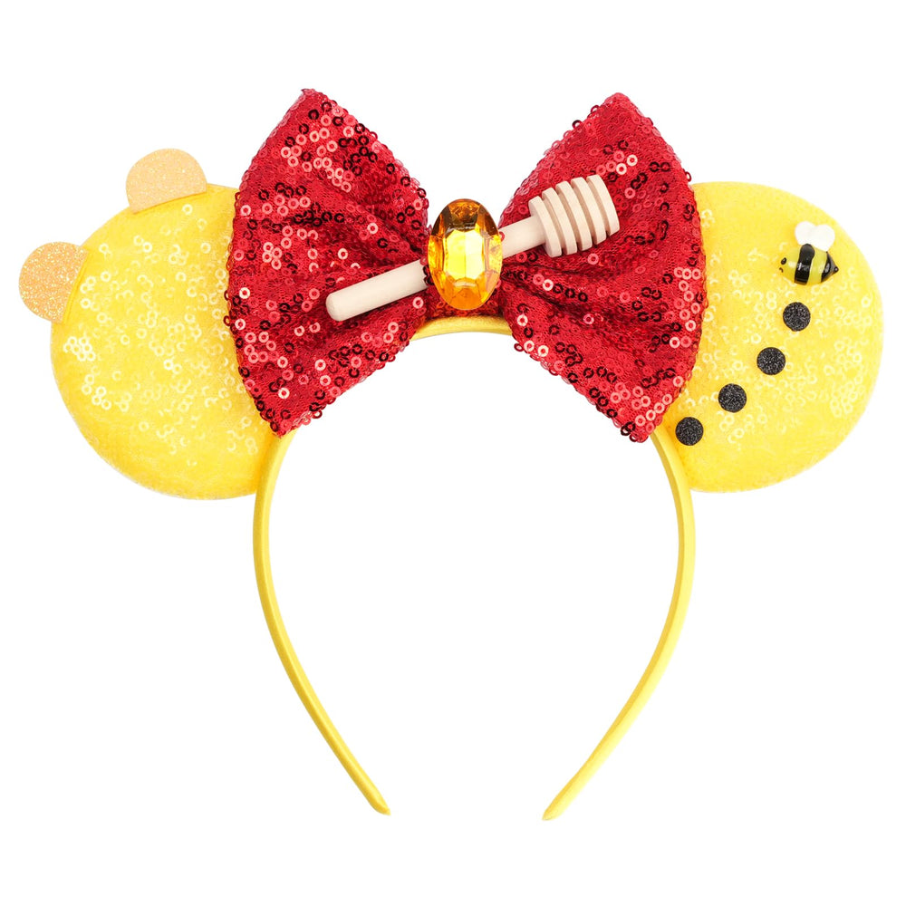 bianbaistar front view showing golden ears and red bow adds joyful style