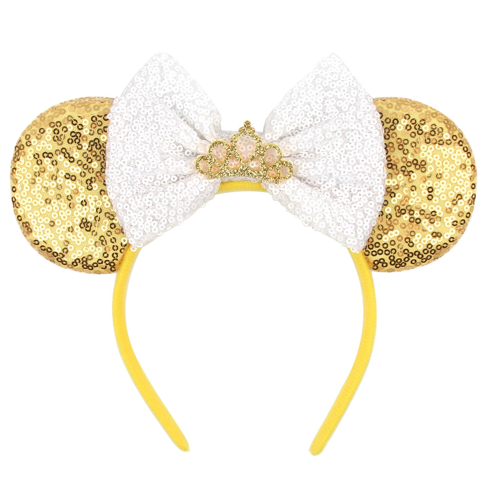 bianbaistar front view headband showcasing gold and white sparkle for festive looks