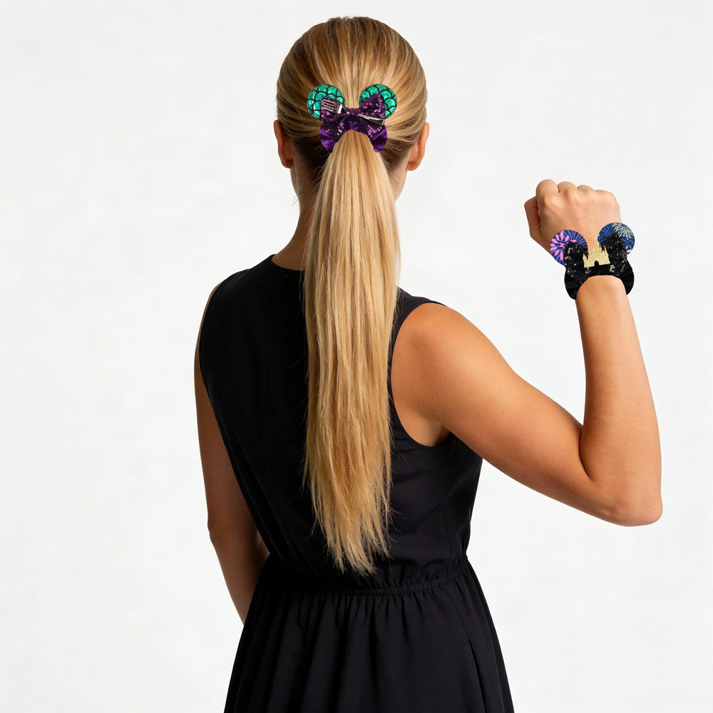 bianbaistar scrunchie beside ruler showing stretch and size for fit reassurance