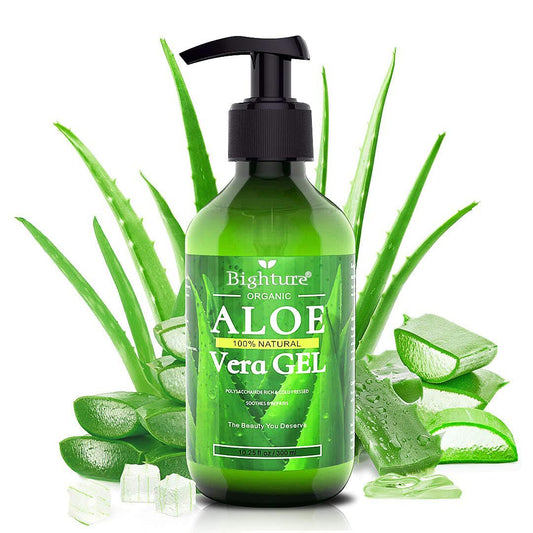 BIGHTURE front label on aloe gel jar showing clear ingredient focus and benefit
