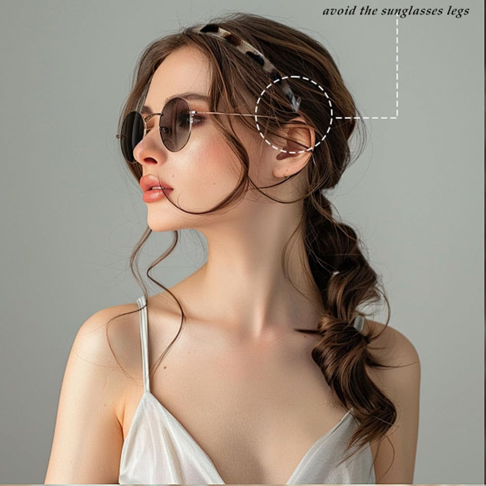 BIKCZEWIN model wearing headband with glasses demonstrating no-ear-pressure comfort