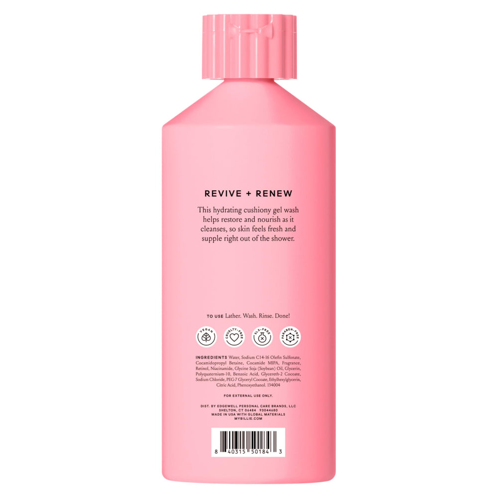 Billie bottle beside hand to show 18 fl oz scale and travel-friendly amount benefit