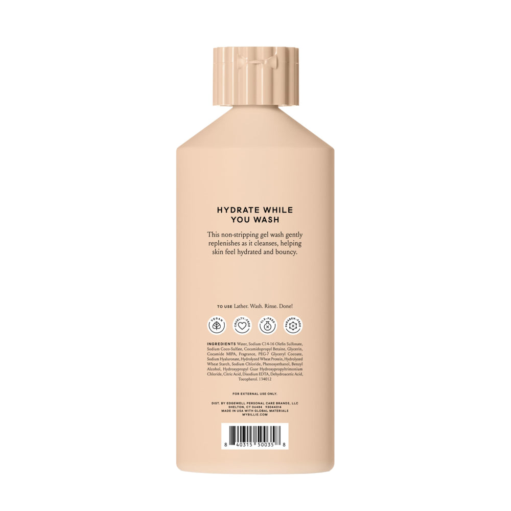 Billie bottle staged in shower conveying nourishing post-shower comfort benefit