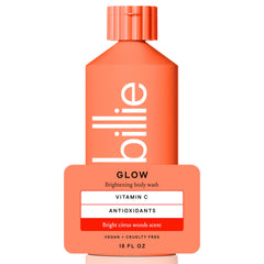 Billie front bottle showing bright citrus woods scent and clear label benefits