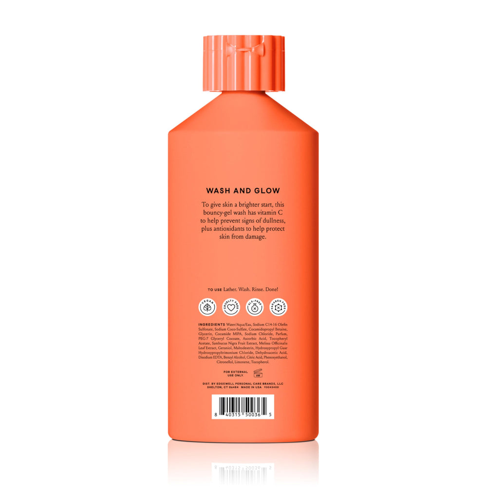 Billie bottle next to hand showing 18 fl oz scale for usage expectations