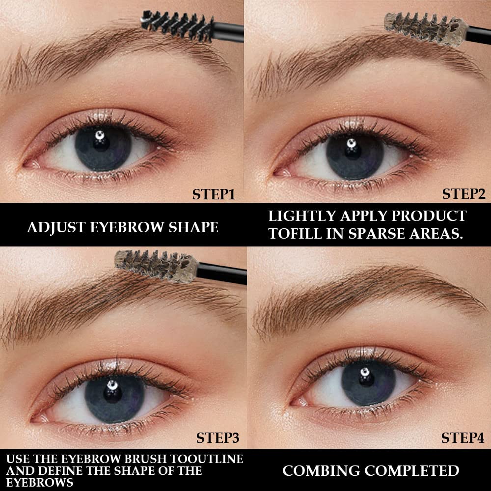 BINGBRUSH applying gel on model brows for quick natural fill