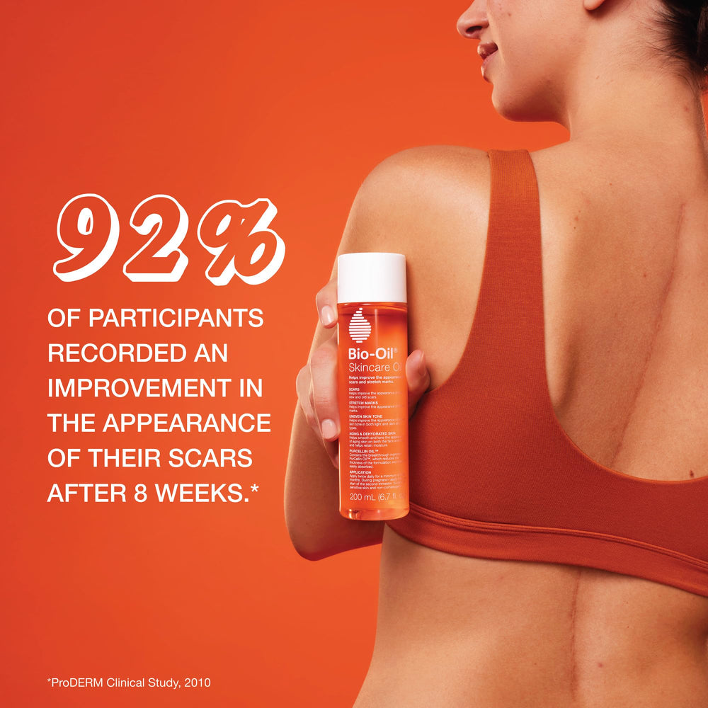 Bio-Oil texture close-up on hand showing lightweight absorption benefit
