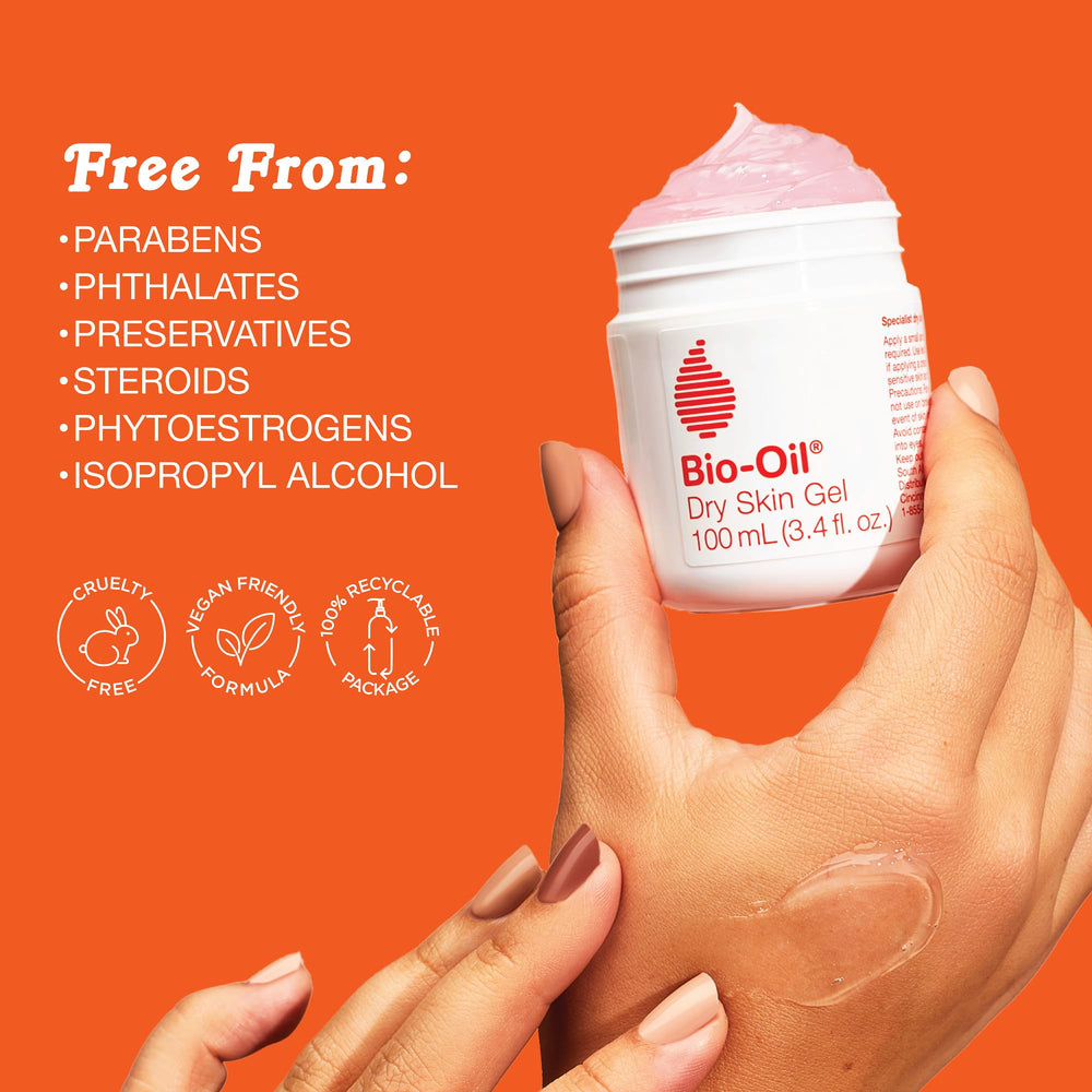 Bio-Oil dry skin gel massaged into elbow smoothing flaky and rough areas