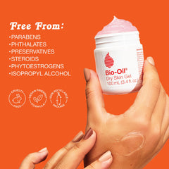 Bio-Oil dry skin gel massaged into elbow smoothing flaky and rough areas