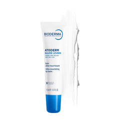 Bioderma atoderm lip balm texture on finger illustrating rich emollient comfort