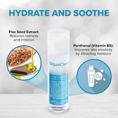 BIODERMIS SilqueClenz texture drop on fingertip showing low-foaming gentle formula benefit