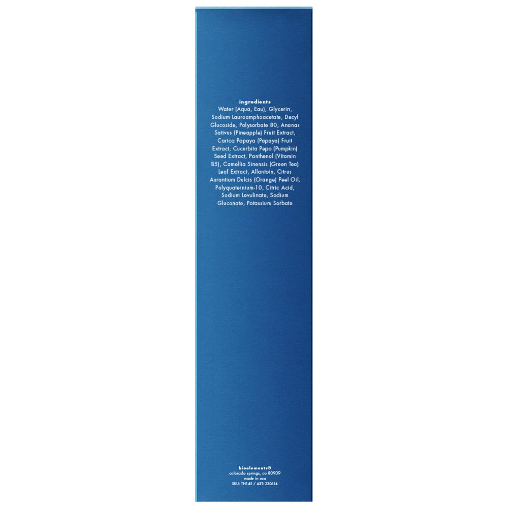 Bioelements pump close-up dispensing foam, demonstrates easy single-hand use