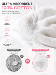 BIOLINEN turban wrapped on wet hair after shower, secure fit and hands-free drying