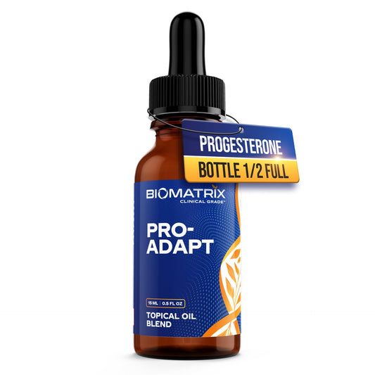 BioMatrix front bottle image showing amber glass and clear label benefits