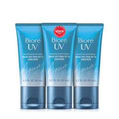 Biore front packaging bottle showing SPF 50 protection and sleek design