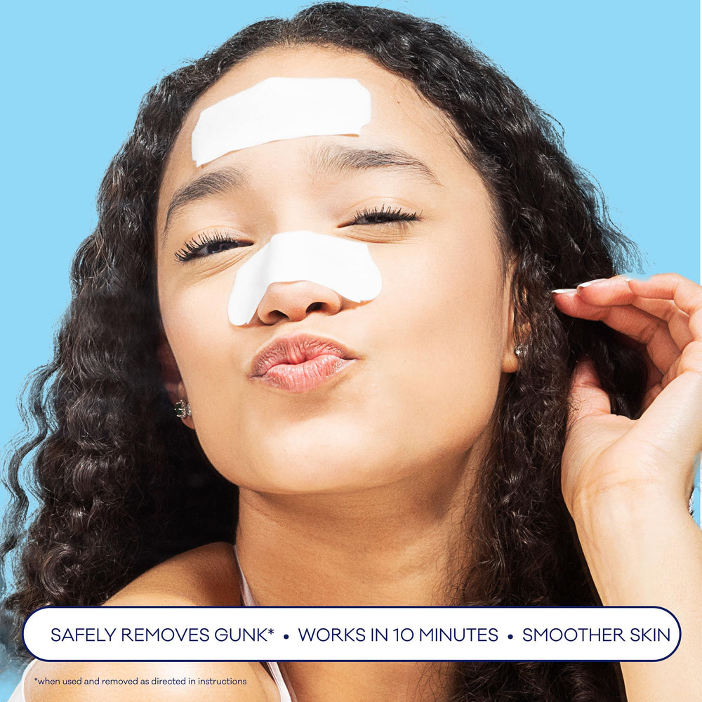 Bioré removed strip showing extracted debris and cleaner pores benefit
