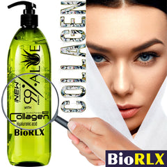 BioRLX applied to face demonstrating soothing hydration and lightweight feel