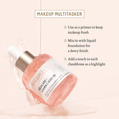 BIOSSANCE bottle held in hand to show compact 1oz travel-friendly size