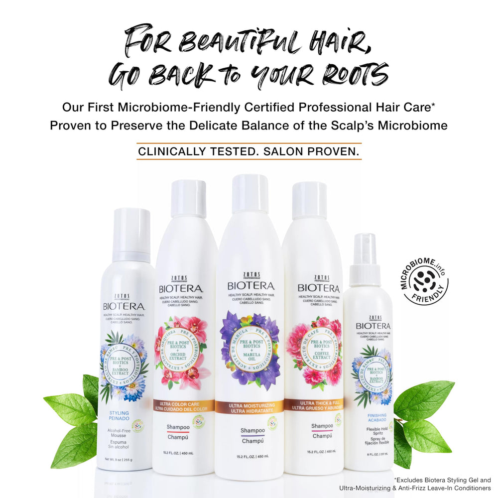 Biotera shampoo lather texture showing gentle cleansing action