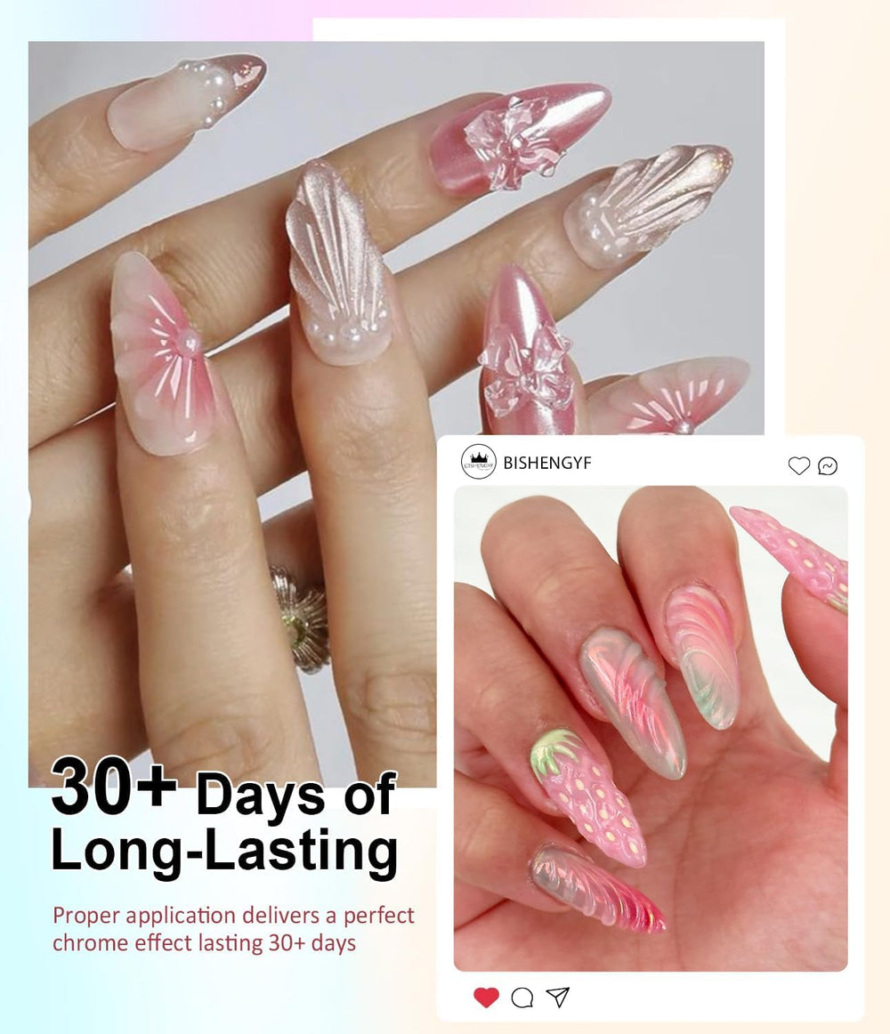 BISHENGYF gel applied on nail forming raised design, demonstrating detailed carving benefit
