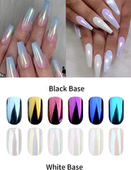 salon manicure scene using BISHENGYF powder, professional-look luminous nails