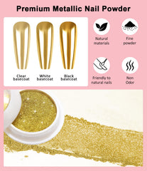 BISHENGYF powder being applied on nail tip for metallic finish