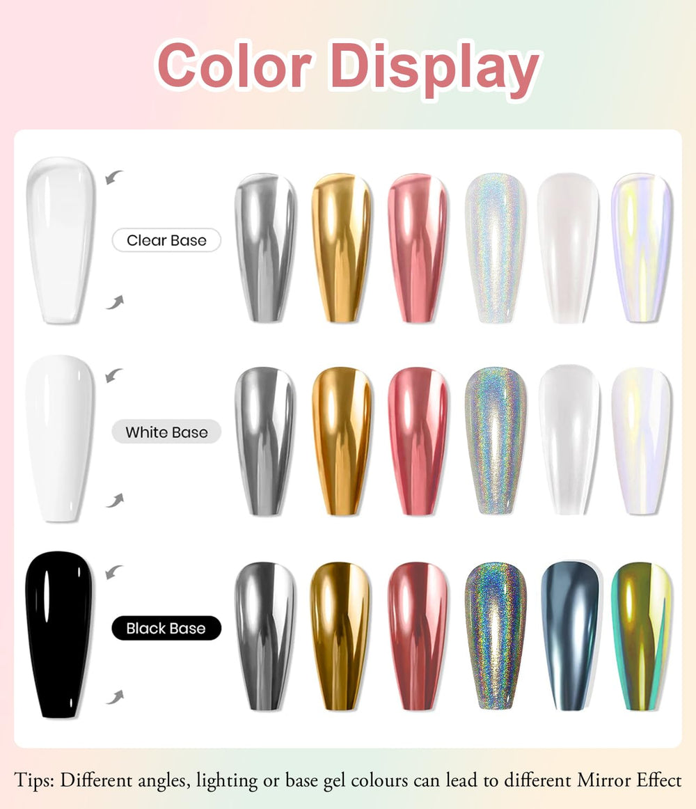 BISHENGYF applied on gel nail swatch showcasing mirror finish