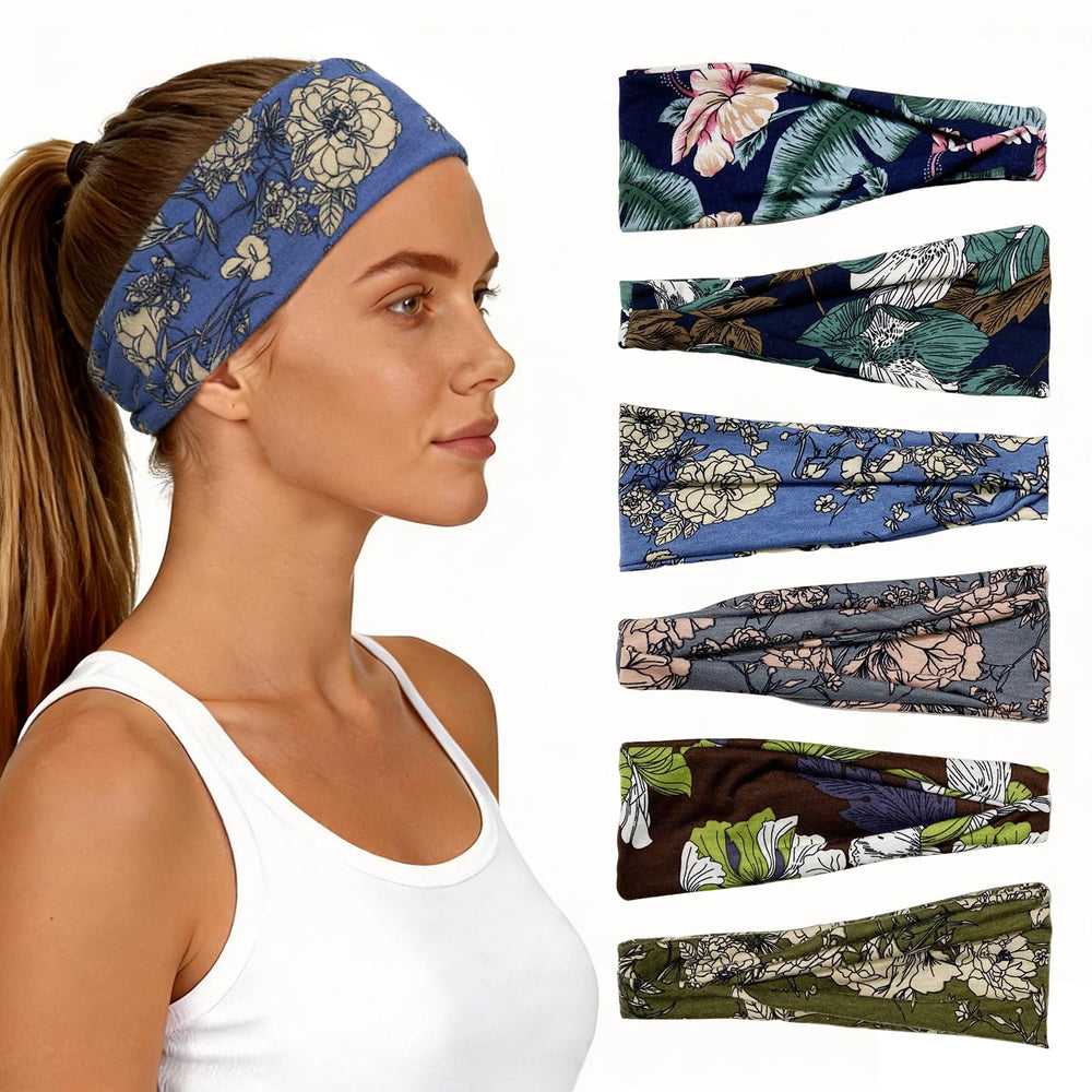 BITENET front pack of six floral headbands showing variety and value