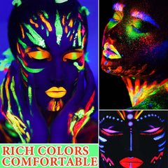 bkpplzp glowing paints under blacklight showcasing bright fluorescence