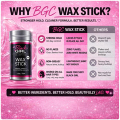 Black Girl Collections wax stick next to hand for size comparison and portability