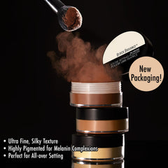 Black Radiance Cocoa Kisses open jar top view revealing finely milled loose powder
