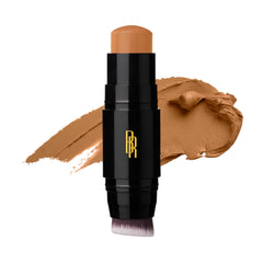 Black Radiance front view showing the dual-ended foundation stick and brush benefit easy application
