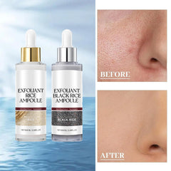 Black Rice Exfoliant size comparison ampoules showing portable skincare convenience